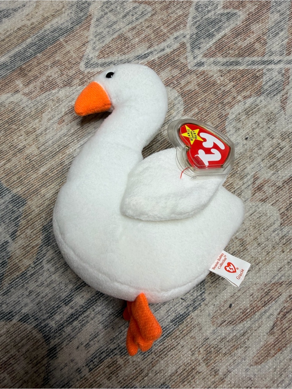Rare TY 1996 Gracie PVC pellets Beanie Baby Plush - White